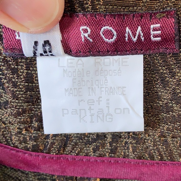 Lea Rome Flare Pants Textured Brown EU Sz 48 NWT - Picture 8 of 9